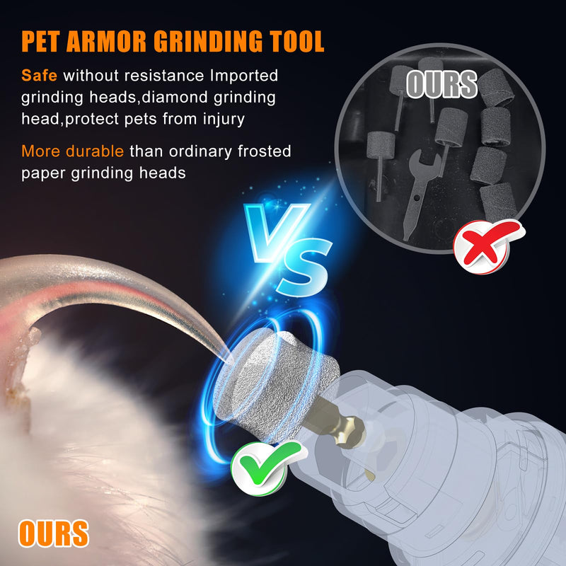 Dog Nail Grinder Quiet - Professional 2-Speed Electric Pet Nail Trimmer with Guard, Rechargeable & Painless Claw Grinder for Small Medium Large Dogs & Cats, Low Noise & Vibration Black3 - PawsPlanet Australia