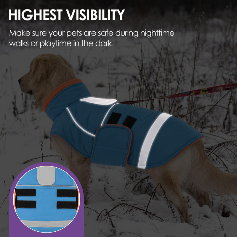SUNFURA Dog Coat, XXXL Dog Winter Jacket, Warm Snow Jacket for Extra Large Dogs, Reflective Puffer Coats Waterproof Snowsuit for Great Dane, Turquoise XXX-Large
