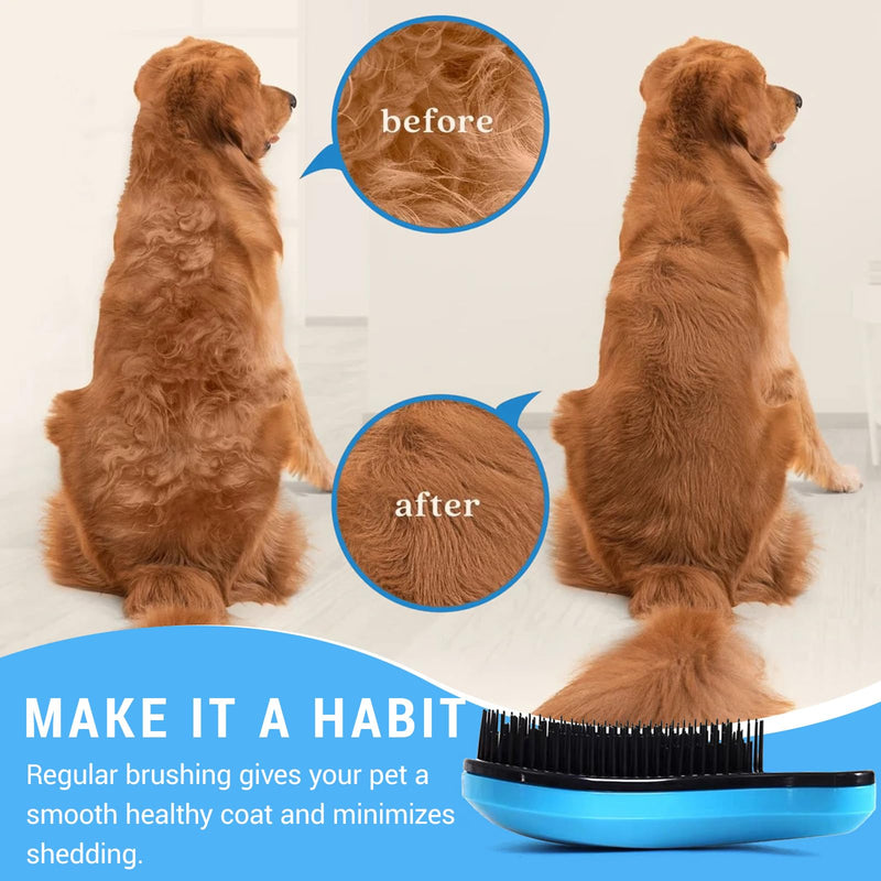 Dog Grooming Brush for Small Breeds, Soft Bristles, Suitable for Shih Tzu, Yorkie, Teddy (Blue)