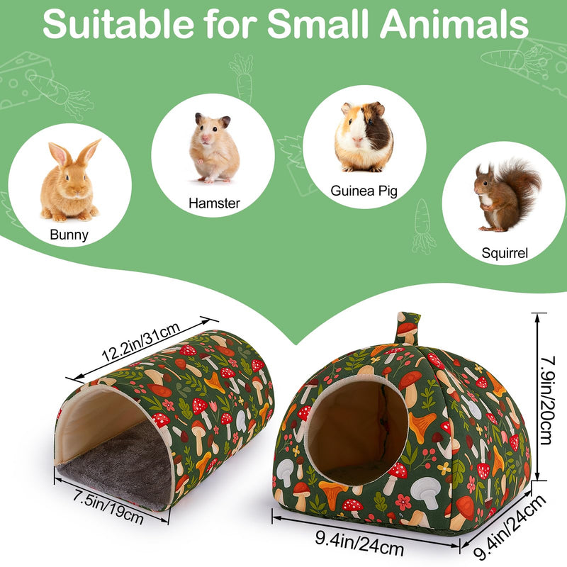 Guinea Pig Hideout, Bienbee Rabbit Bed with Guinea PigTunnel, 2 Pack Guinea Pig Toys Set Guinea Pig House Rabbit Hideout guinea pig accessories for Hamster, ferret, Rabbit, Bunny, Small Animal in Cage Black Mushroon - PawsPlanet Australia