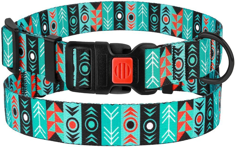 Nylon Dog Collar Buckle Tribal Pattern Pattern 1 12-16 inch 12-16 in Patterned - PawsPlanet Australia