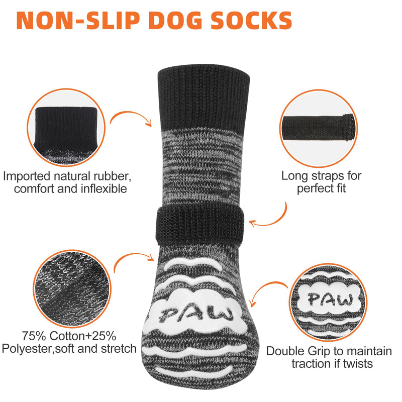 Dog Socks to Prevent Licking Paws,Grippy Socks for Senior Dog,Dog Booties for Small Medium Large Dogs Paw Protector with Grips for Hardwood Floor,Non Slip Socks for Hot/Cold Pavement,Fall Paw Grey S(Paw Width:1.8") - PawsPlanet Australia