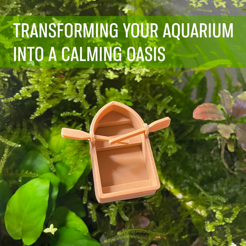 Floating Mini Rowboat Decor for Aquarium, Mini Boat Decorative Aquarium Floater, Floating Rowboat with 2 Paddles, Classic and Minimalist Design, Brown, RB-5000 - PawsPlanet Australia