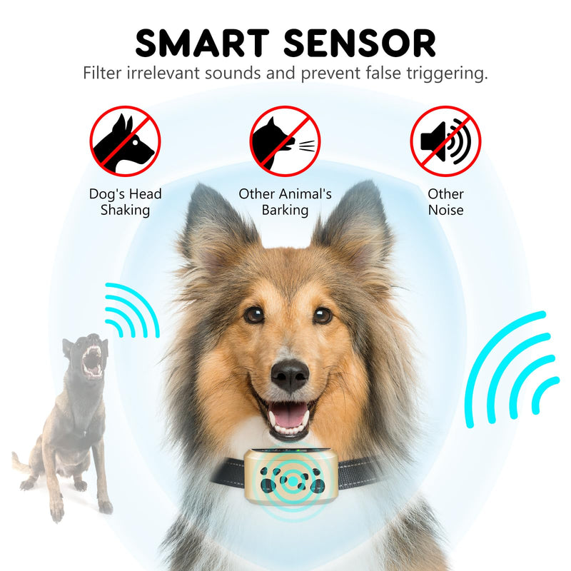 Dog Bark Collar, Svtrat Smart Bark Collar for Small Medium Large Dogs Anti Bark Collars with 4 Training Modes and 7 Level Sensitivity, Barking Collar Light Blue - PawsPlanet Australia