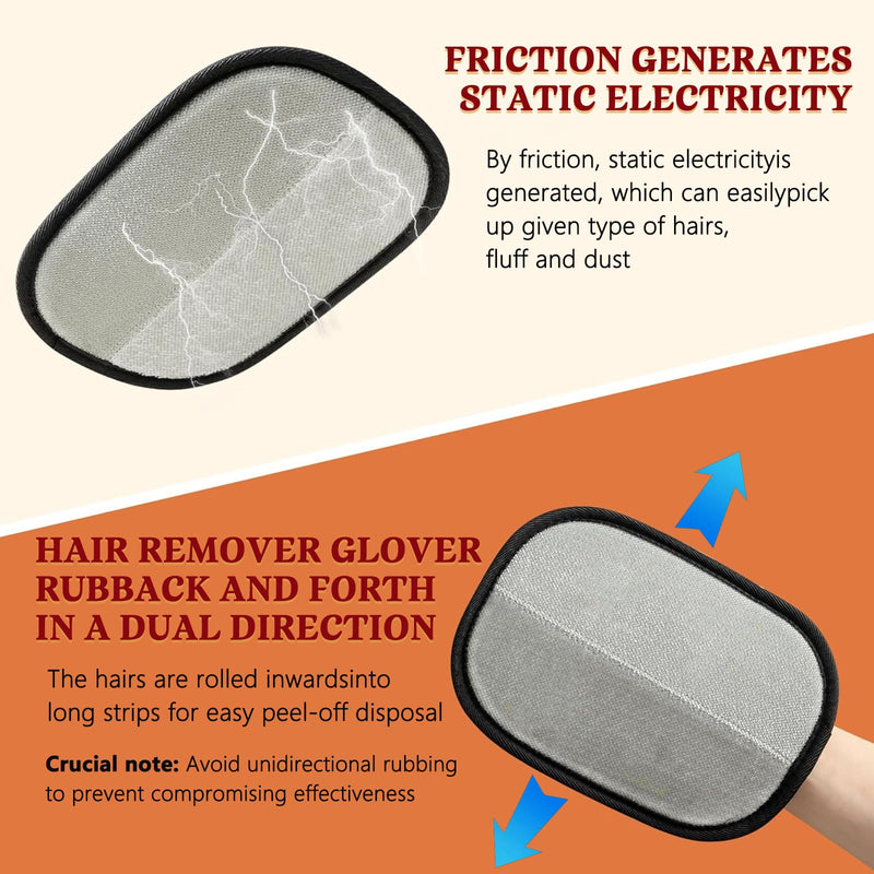Pet Hair Removal Glove, Newly Upgraded Electrostatic Gloves Pet Hair for Dogs & Cats, Washable and Reusable Hair Remover Tool for Carpet, Curtain, Clothing, Couch, Car Seat - 1 Pcs - PawsPlanet Australia