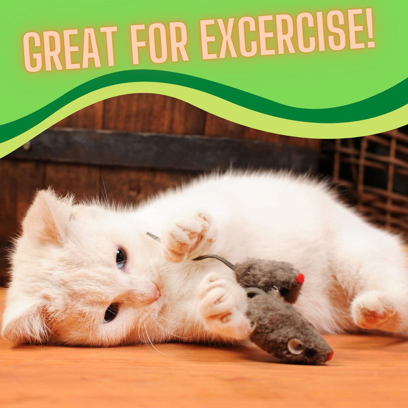 Smokey's Stash Rabbit Fur Mouse Cat Toy 12 per Pack White and Gray Fuzzy Toys for Cats with Rattle Realistic Fake mice (12) - PawsPlanet Australia