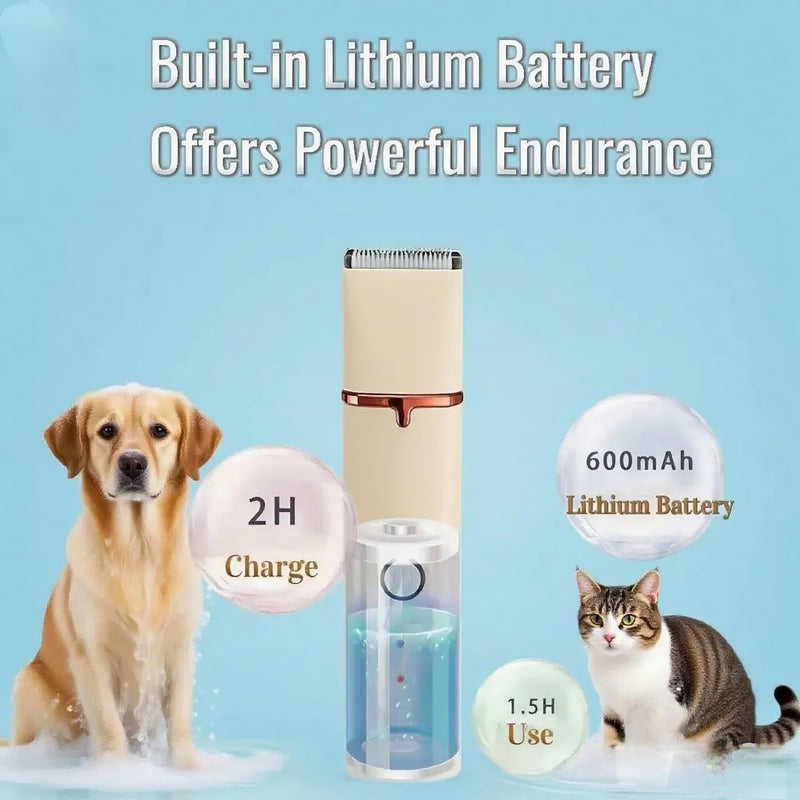 4 in 1 Pet Dog Cat Grooming Kit Dog Cat Nail Ear Paw Clipper Trimmer Pet Hair Grooming Clipper-Low Noise Rechargeable - Cordless Quiet Nail Grinder Trimming Hair Around Eyes and Ears (Beige) Beige - PawsPlanet Australia