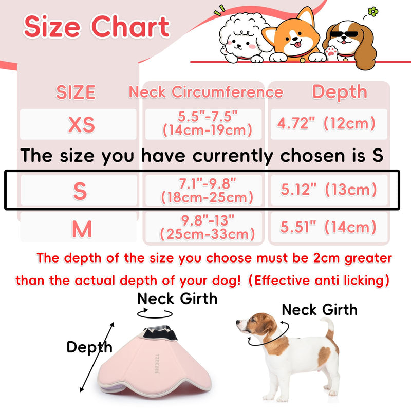 Soft Dog Cone Collar Alternative for Small Dogs(Adult Yorkshire Adult Chihuahua), Adjustable Protective Dog Head Recovery Cone, Elizabethan Comfortable Neck Pillow Cone After Surgery Anti Licking Pink S(Neck Girth:7"-9.8")