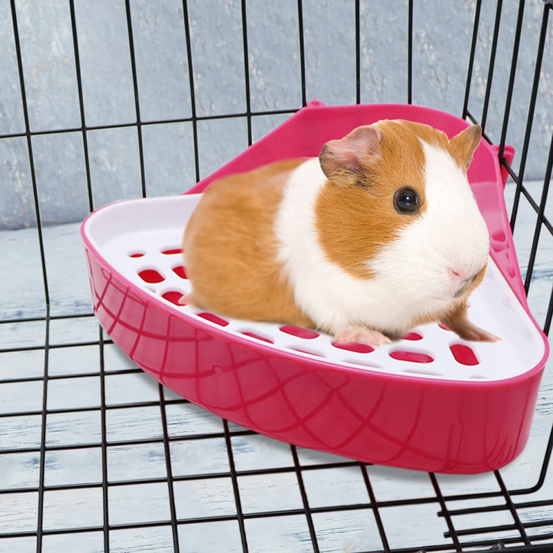 Rabbit Litter Box Toilet Bunny Corner Litter Pan Pet Toilet Potty for Guinea Pigs Hamster Chinchilla Ferret Rabbit Small Animal (Pink) Pink