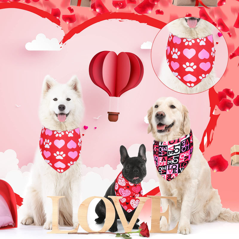 20 Packs Valentine's Day Dog Bandanas Triangle Bibs Scarf Reversible Bandana Adjustable Neckerchief Scarf for Dogs Cats Pet(32 x 22 x 22 Inch) 32 x 22 x 22 Inch