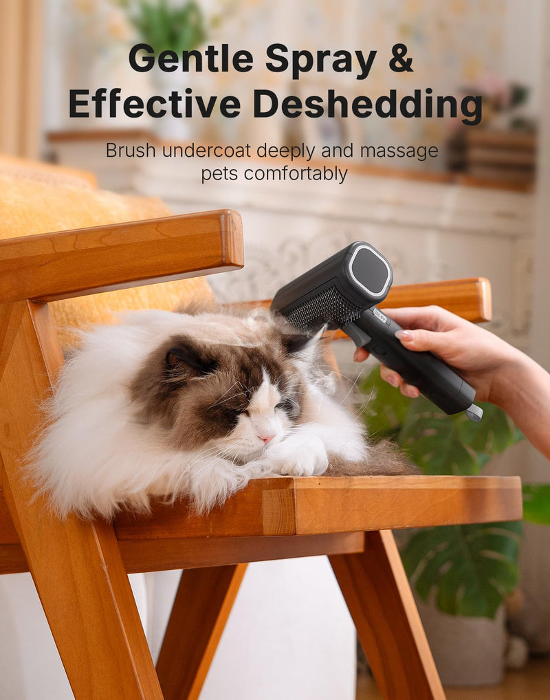 Pet Steam Brush for Dog & Cat with 3 Waterless Shampoo, Bath Shower Comb for Shedding & Grooming & Massaging Water Spray Brush for Long & Short Haired Pets Spritz Defur Comb Steam Brush + Essence Liquid - PawsPlanet Australia