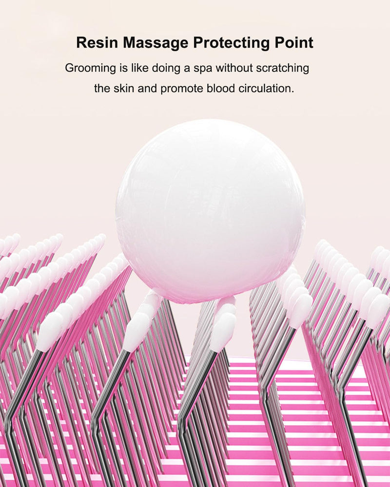 Cat Brush, Gemnbo Cat Dog Bursh for Shedding with Release Button, Deshedding Brush for Cats and Dogs at Home with Waterproof 140° Bent Curved Massage Needles Pink - PawsPlanet Australia