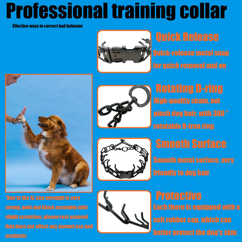 Dog Collar, Adjustable Dog Collar with Comfort Cap for Collars of Small, Medium and Large Dogs (XL(21-24" Neck, 4.0mm), Blcak) XL(21-24" Neck, 4.0mm) - PawsPlanet Australia