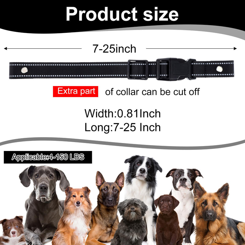 Collar Replacement Strap Breathable Quick Release Basic Dog Collars Training Bark Receiver Collars Durable Adjustable Collar Straps for Small Medium Large Dogs, Black. - PawsPlanet Australia