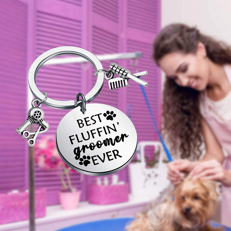 Dog Groomer Jewelry Dog Groomer Gift Dog Grooming Jewelry Pet Groomer Gift Best Fluffin' Groomer Ever Keychain - PawsPlanet Australia