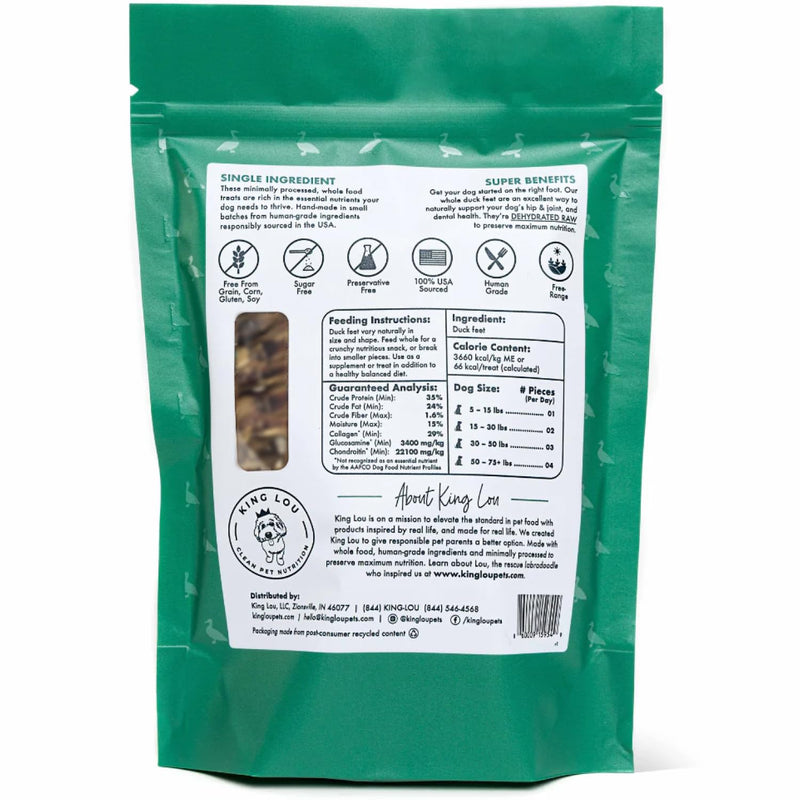 King Lou Pets - Whole Duck Feet for Dogs - Dehydrated Duck Dog Treats - USA-Made Dental Treats for Dogs - Collagen, Glucosamine, Chondroitin for Hip and Joint Health - 10 Count 10 Count (Pack of 1) - PawsPlanet Australia