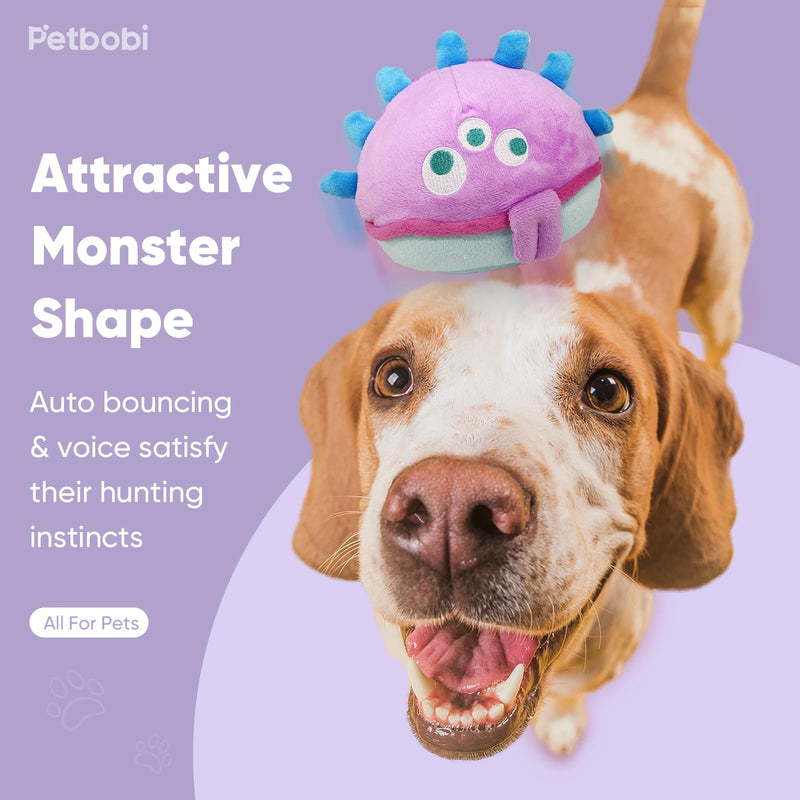 Petbobi Interactive Dog Toys Monster Plush Toy Shake Squeaky Crazy Bouncer Ball Battery Operated Toy for Small Medium Puppy Motorized Entertainment, Jolly Jelly Bobby Purple - PawsPlanet Australia