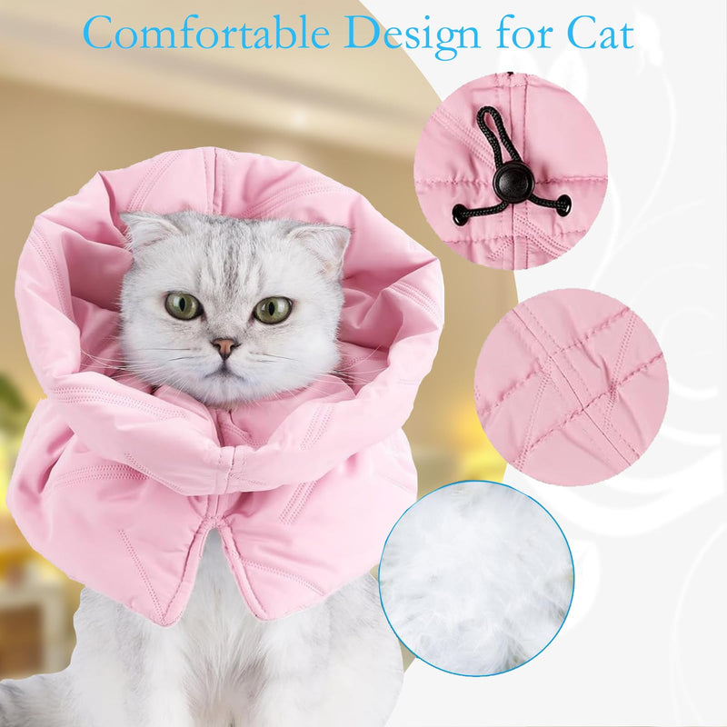 Cat Recovery Collar, Soft Adjustable Cat Cone Alternative, Lightweight Waterproof Fasteners Collars for Cats Kittens Puppies, After Surgery Stop Licking, Post-Surgery or Skin Protection. Rose Quartz S