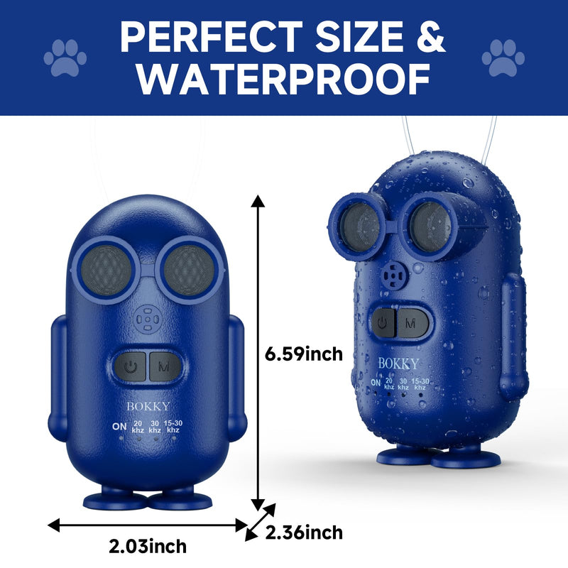 BOKKY 2 Pack Dog Bark Deterrent Devices in 3 Adjustable Modes Convertible Waterproof Anti Barking Silencer for Dog - Ideal for Outdoor and Indoor(Blue) 2PACK-BLUE - PawsPlanet Australia