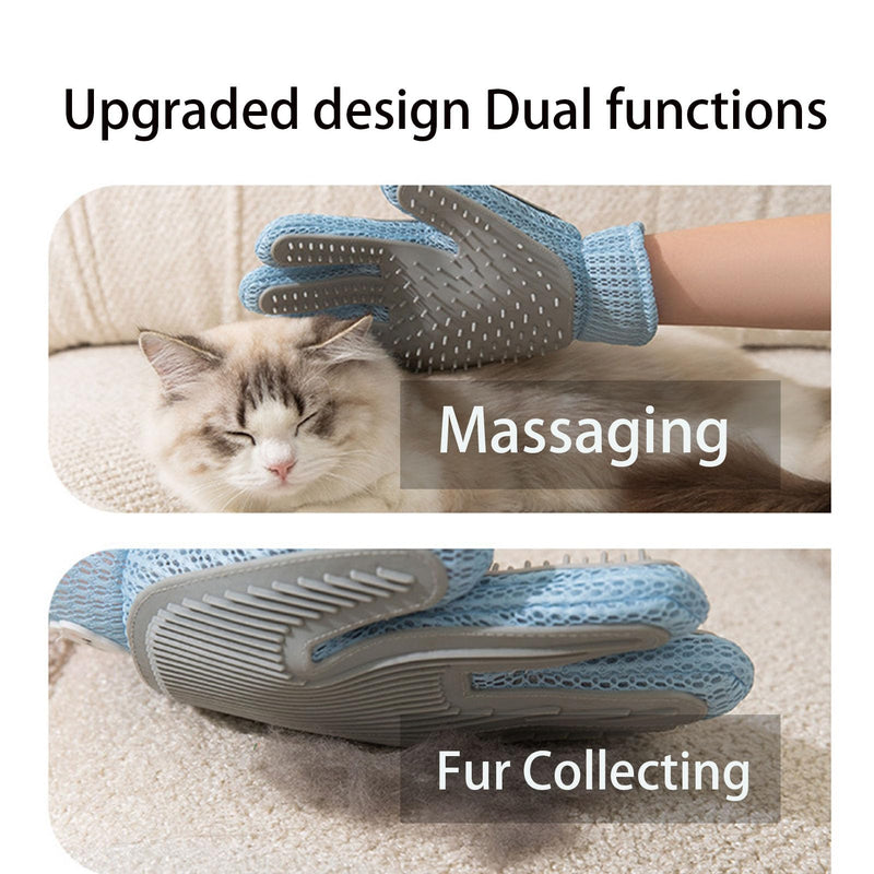 Pet Hair Remove Glove for Dogs & Cats,2-in-1 Massage Grooming Tool, Efficient Deshedding Brush with Soft Spikes, Gentle Fur Removal and Cleaning Glove for Shedding Control - PawsPlanet Australia