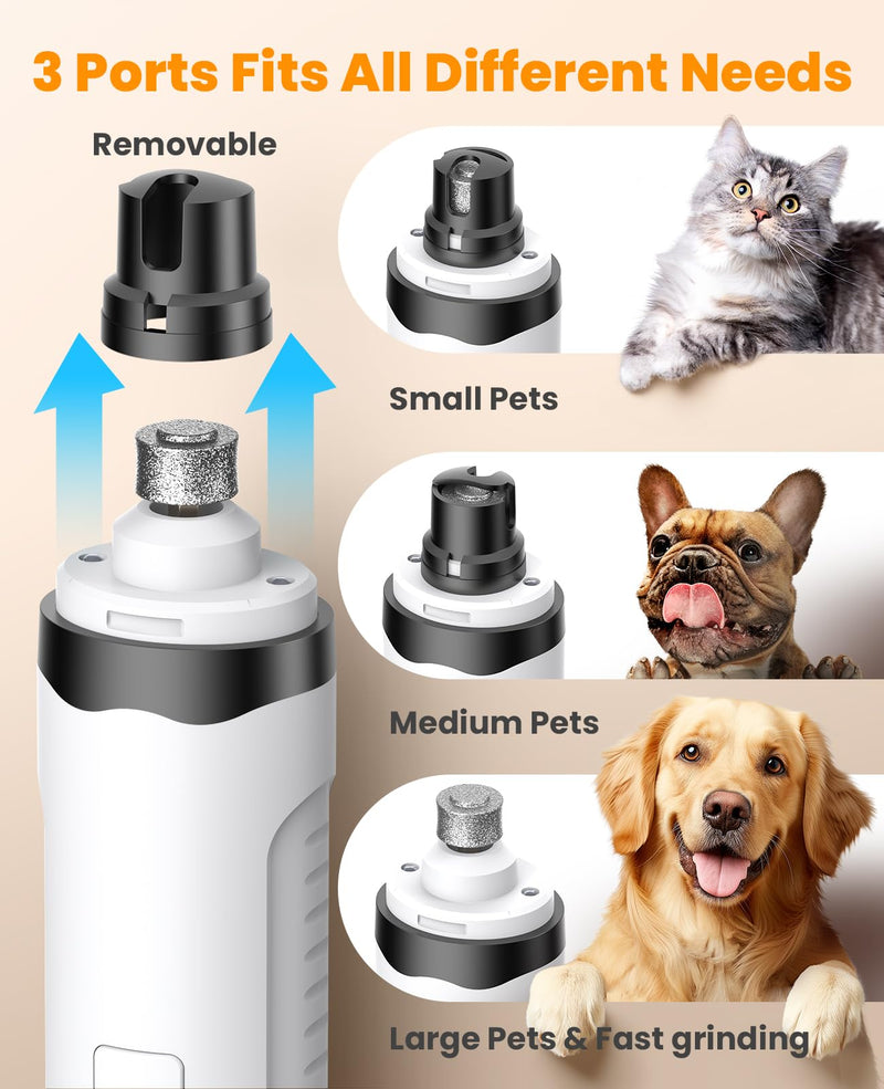 oneisall Dog Nail Grinder and Paw Trimmer Kit 3 in 1 Quiet Rechargeable Electric Pet Nail Grinder with 2 LED Lights and Cordless Dog Grooming Safe Clippers - PawsPlanet Australia