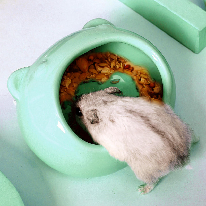 Small Animals Feeding Bowl Ceramic Hamster Bowl Food Water Tray preventing Spilling, Food Splashing and Chewing Feeding Tray for Gerbils Chinchillas Mice Ferrets Hedgehogs（Cyan） Cyan - PawsPlanet Australia