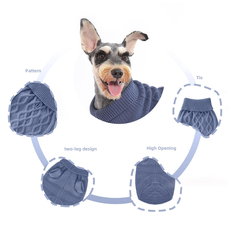 Small Dog Warm Winter Sweater MengMengDa Pet Dog Clothes Dog Knitwear for Small to Medium Breeds Dog Outfits (Dark Blue M) - PawsPlanet Australia