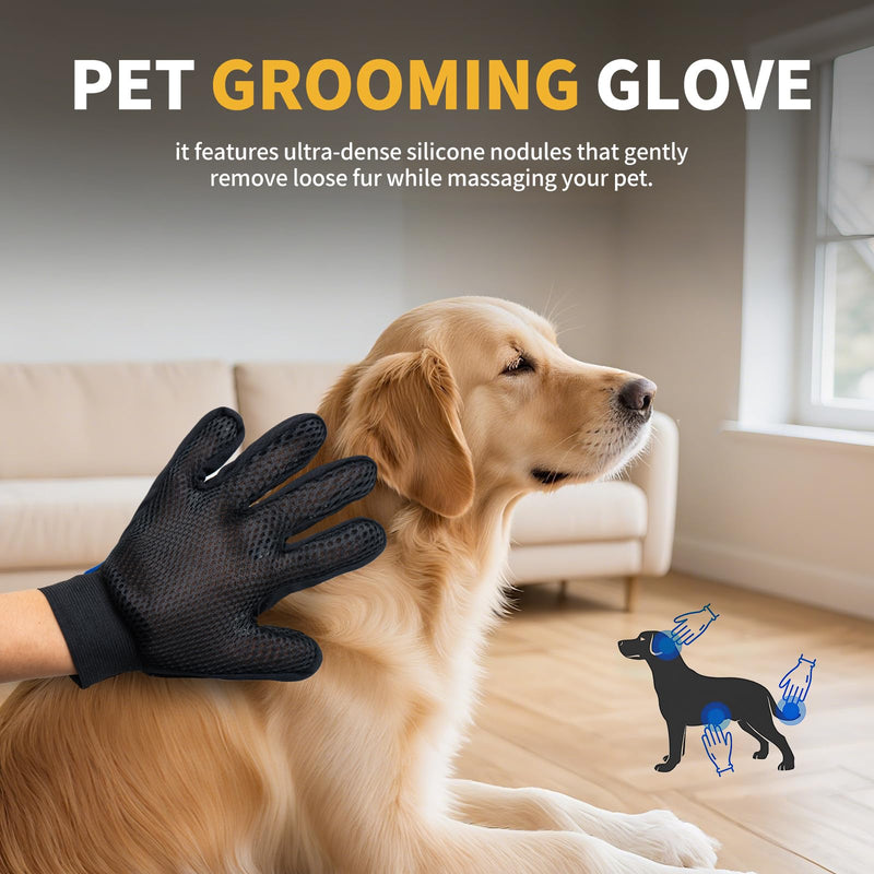 Pet Hair Removal Glove, Cats Dogs Grooming Gloves Pet Hair Removal Tool, 2025 Upgrade Reusable Pet Hair Remover Glove（1 Pet Grooming Glove & 1 Cleaning Glove） - PawsPlanet Australia