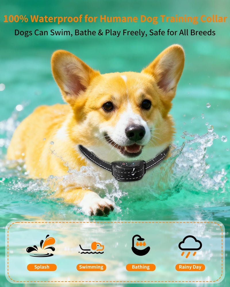 Dog Shock Collar with Remote Control – Shock Collar for Dogs 10–120 lbs, 2000FT Long Range IPX7 Waterproof Rechargeable Dog Training Collar with 4 Safe Modes Beep Vibration Shock & Flashlight Grey