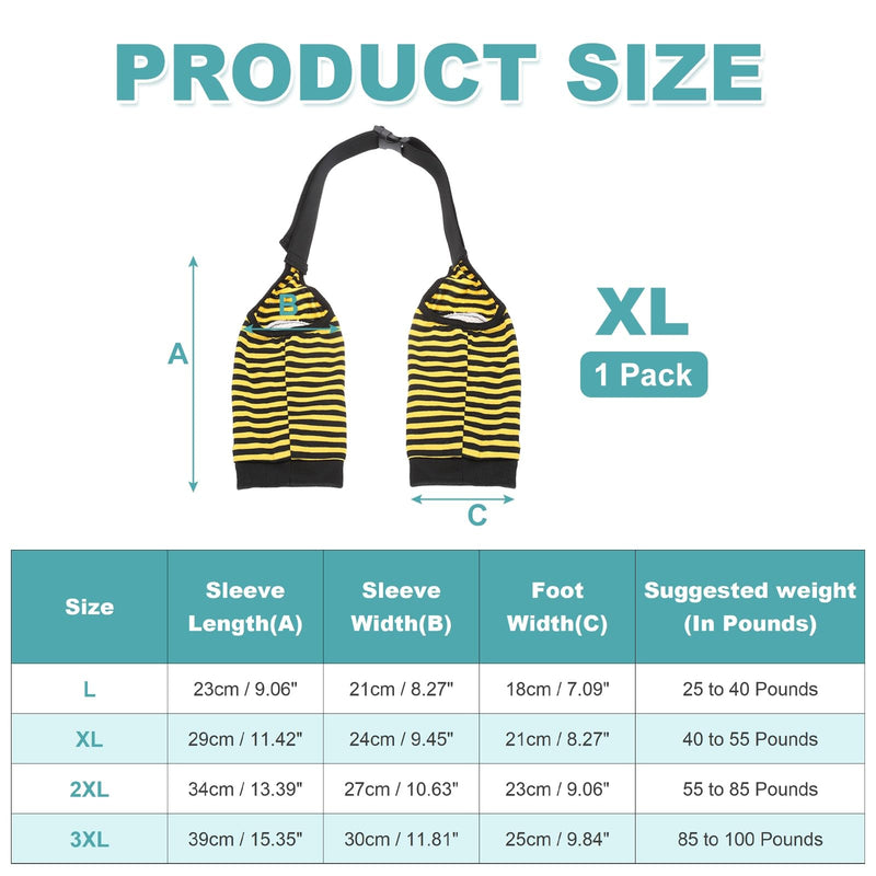 Dog Leg Sleeves, Dog Recovery Suit for Front Legs Pet Sleeves Elbow Protector Brace (XL, Yellow Black Stripes, Polyester), for Knee Recovery Prevent Scratching XL