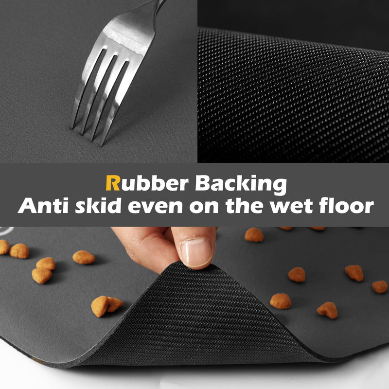 Pet Feeding Mat-Absorbent Dog Mat for Food and Water Bowl-Dog Accessories Pet Supplies-Dog Water Bowl for Messy Drinkers-No Stains Quick Dry Dog Water Dispenser Mat (12"x19", Dark Grey) 12"x19" - PawsPlanet Australia