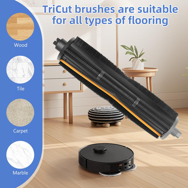 TriCut Brush for DREAME L40 Ultra / X40 Ultra / X30 Ultra / L10s Ultra / L30 Ultra / L20 Ultra / L40s Ultra / X40 Master. Durable Anti-Tangle, Suitable for All Kinds of Floors and Pet Hair 1 - PawsPlanet Australia