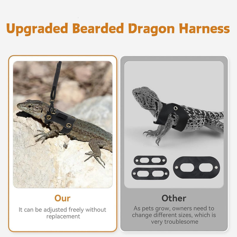 Bearded Dragon Harness Leash Soft Leather Harness with Backpack Patch Adjustable Strap Outside Walk Training Leash for Reptile Lizard Amphibians (Purple) Purple - PawsPlanet Australia