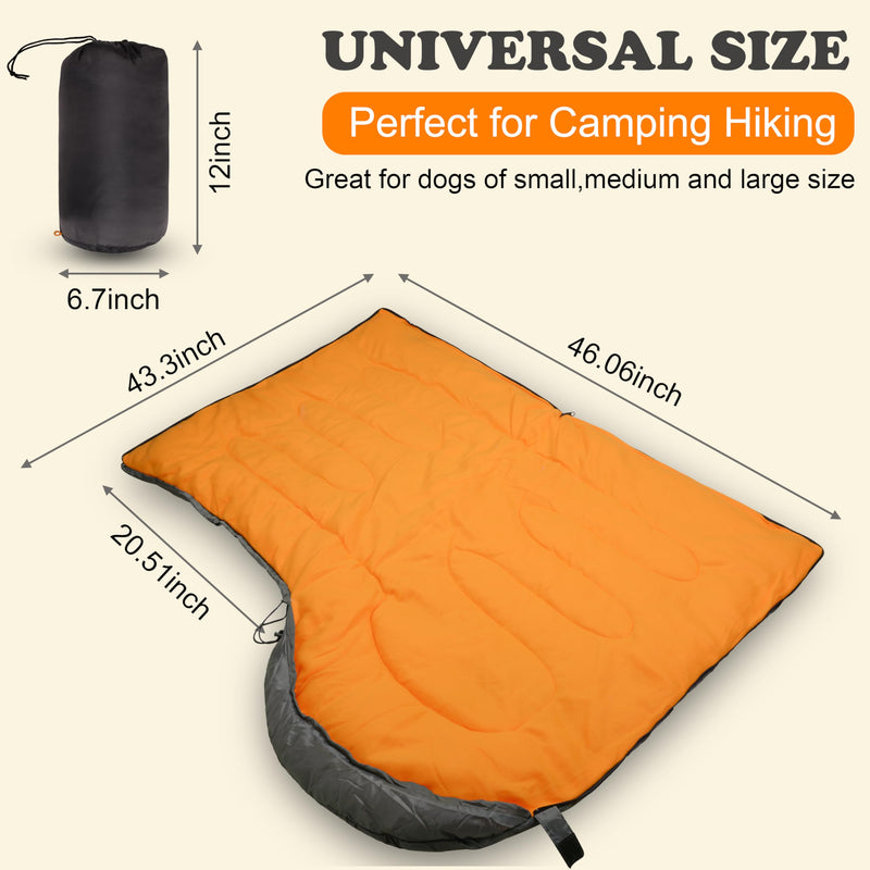Dog Sleeping Bag Waterproof Warm Packable Dog Bed with Storage Bag Large Portable Pet Bed Mat for Travel Camping Hiking Backpacking Indoor Outdoor Orange - PawsPlanet Australia