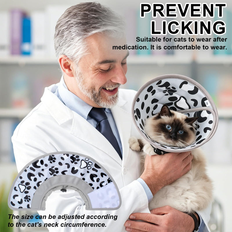 Soft Cat Neck Brace - Soft Anti-Scratch Collar, Ideal for Rehabilitation or Postoperative Care of Cats, Puppies and Small Dogs (Grey, Neck Circumference 17 to 22 cm)