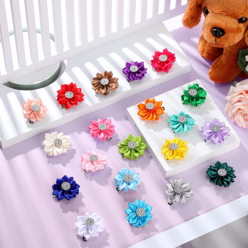 40 Pcs Flower Dogs Hair Bows with French Barrette Hair Clips Puppy Grooming Hair Accessories Dog Hair Clips Puppy Hair Bows for Small Dogs Girl Pet Cat Birthday Party Dog Hair Flower Topknot 20 Colors - PawsPlanet Australia