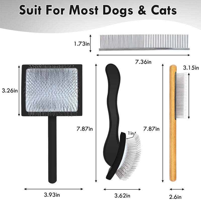 Dog Slicker Brush for Dogs, Long Hair Doodle Brush, Wooden Dog Brush Grooming Tools for Cockapoo Poodles Goldendoodles, Labradoodles, Large Long Pins and Pet Comb, Black - PawsPlanet Australia
