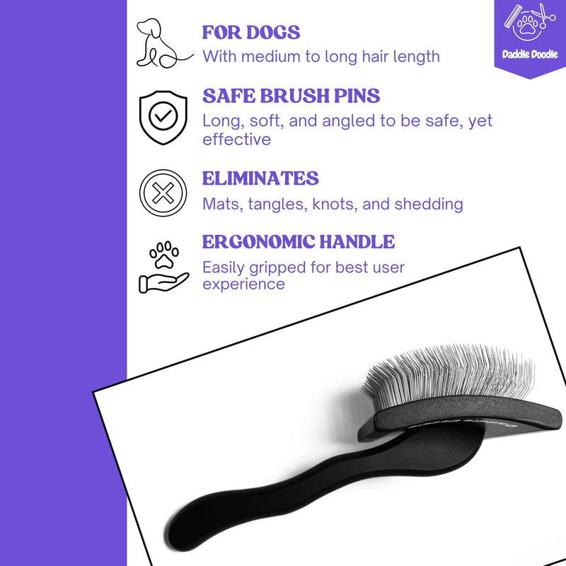 Dog Slicker Brush - Dog Grooming Brush Especially Designed for All Poodles and Doodle Mixes – Fluff, Style, Detangle, and Demat – Ergonomic Handle Design – Soft and Angled Brush Pins - PawsPlanet Australia
