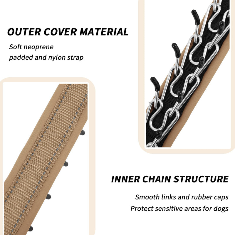 Martingale No Pull Dog Collar for Large Medium Small Dogs, Heavy Duty Nylon Reflective Adjustable Anti Pull Slip Collar with Buckle for Training Walking M Khaki M (15"-23" Neck, 1.5" Wide) - PawsPlanet Australia