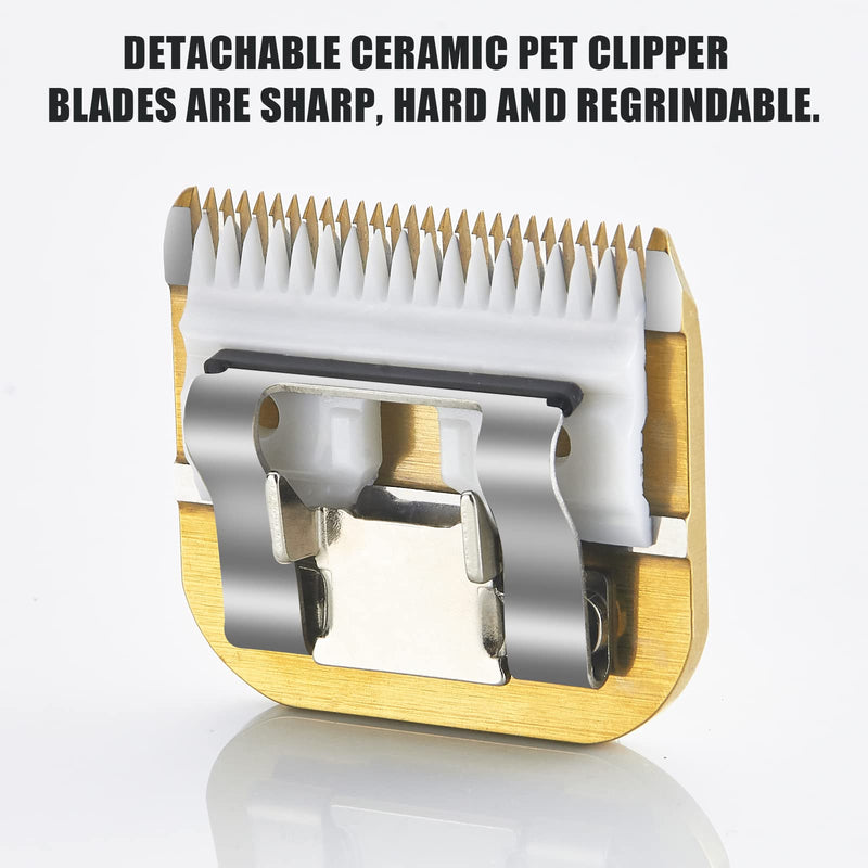 3PC 40 Clipper Blade Dog Grooming Compatible with Andis Clippers Carbon Infused Steel Detachable Ceramic Sharp Compatible with Wahl Compatible with Oster Dog Clippers 1/100" 0.25mm Cut Length,(Gold)