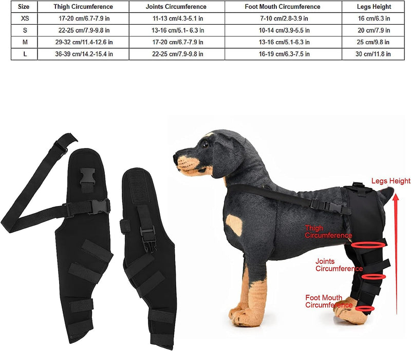 Pet Dog Hind Legs Protector, Adjustable Knee Brace Leg Support Dog Hock Brace Rear Leg Joint Wrap for Dogs Hind Legs Recover(XS-Black) (S-Black) S-Black - PawsPlanet Australia