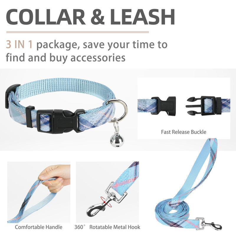 PUPTECK Adjustable Dog Harness Collar and Leash Set Step in No Pull Pet Harness for Small Medium Dogs Puppy and Cats Outdoor Walking Running, Soft Mesh Padded Reflective Vest Harnesses, Blue M M (CHEST 16"-18") - PawsPlanet Australia
