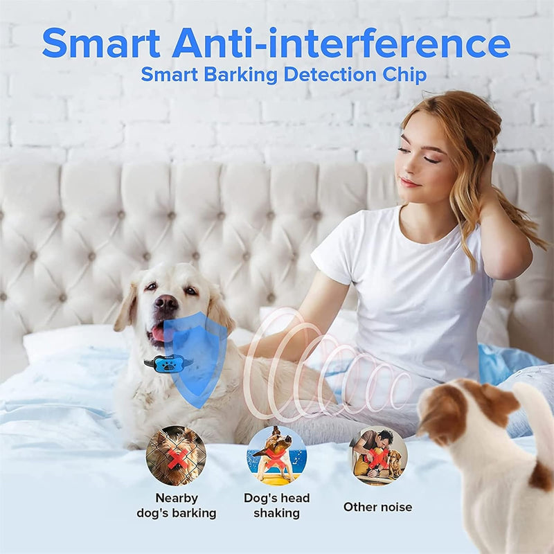 The Woof Whisperer Small Anti Bark Dog Collar STOP BARKING No Shock Vibration Sound Training Collar HUMANE & SAFE Automatic Anti-Bark Barking Deterrent Device - PawsPlanet Australia