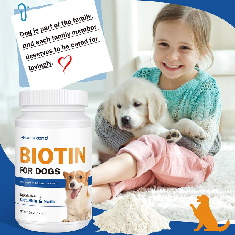 Biotin for Dogs, Supports Shiny Coat and Healthy Skin, Strengthens Dog Nails, Biotin Powder Supplement for Dog Shedding, Dry Skin Relief for Dogs, 6 oz Original - PawsPlanet Australia