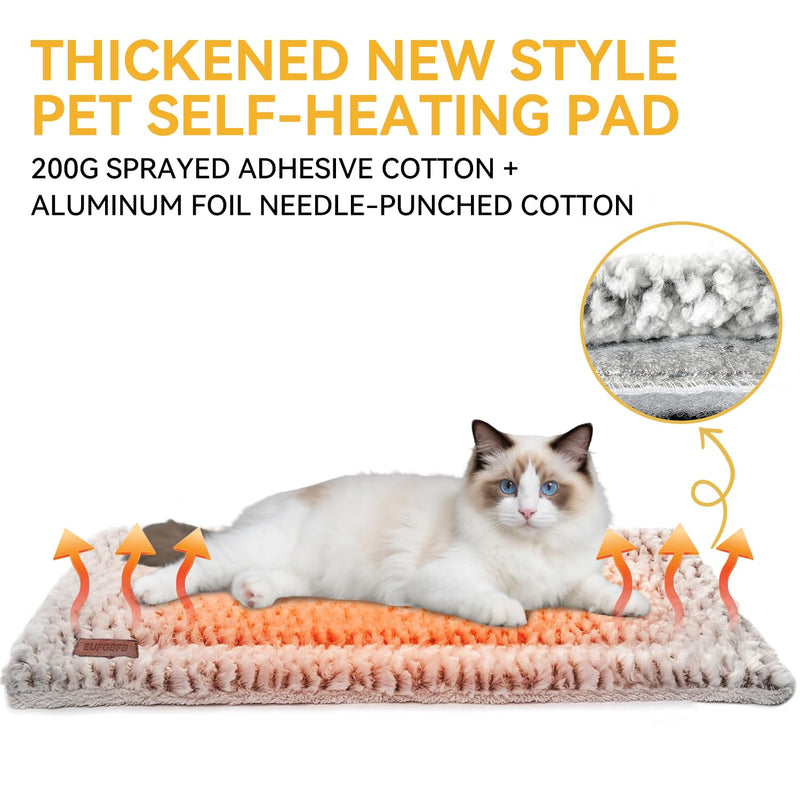 Self Heating Cat Bed Mat 24x20 inch, Thermal Self-Warming Pet Pad for Indoor Cats & Small Dogs, Reversible Washable Fleece with Silent Mylar Layer, Non-Slip Crate Pad Grey Medium - PawsPlanet Australia
