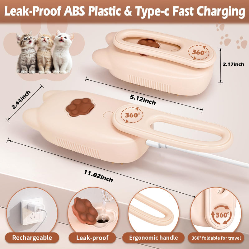 Cat Steam Brush for Shedding, Spritz Defur Comb 3 in 1 Pet Rechargeable Steam Brush Tool for Long and Short Haired Cats and Dogs, Anti-Static, Shedding, Detangling, Massage & Combing (White) - PawsPlanet Australia