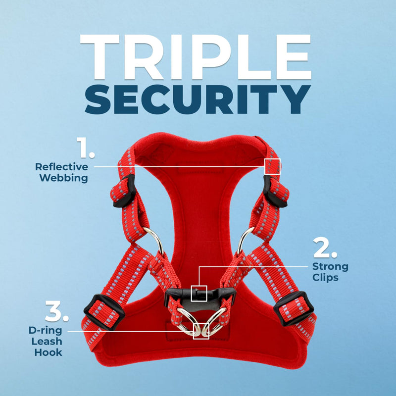 Best Pet Supplies Voyager Adjustable Dog Vest Harness Breathable No Pull Harness for Small, Medium, Large Dogs, Heavy Duty Harness for Walking, Jogging, Easy Step-in, Reflective Stripes - (Red), M Harness (Red) M (Chest: 17 - 21") - PawsPlanet Australia
