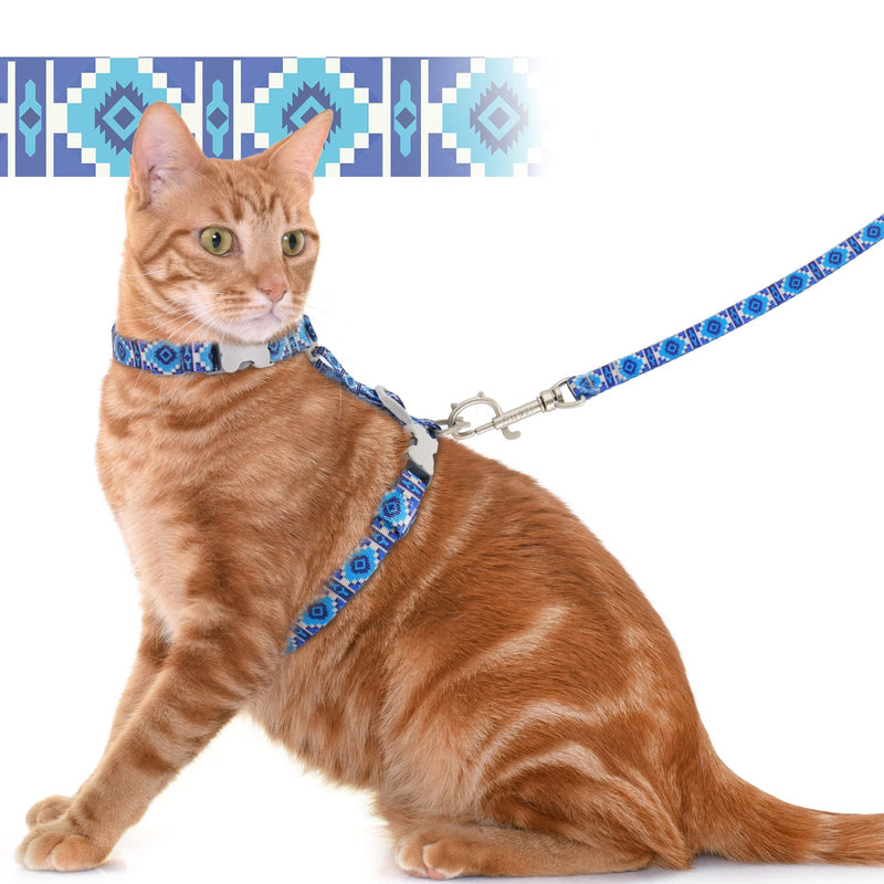 Supet Cat Harness and Leash Escape Proof, Adjustable Cat Leash and Harness Set for Walking, Lightweight Cat Harness for Large Small Kittens Blue M (neck:8-12", chest: 11-19")