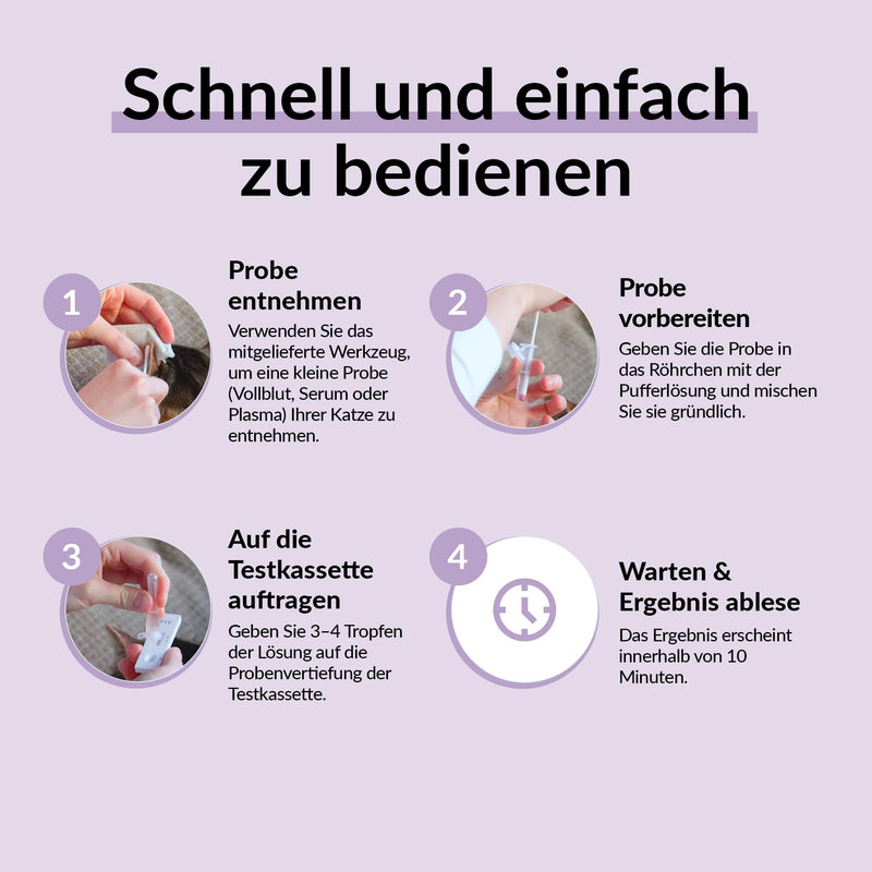 getTested Feline Leukemia Virus (FeLV) Test for Cats, Home Test Kit, Rapid Antigen Test for Kittens and Cats, Simple Blood Test, Fast, Reliable Results in 10 Minutes