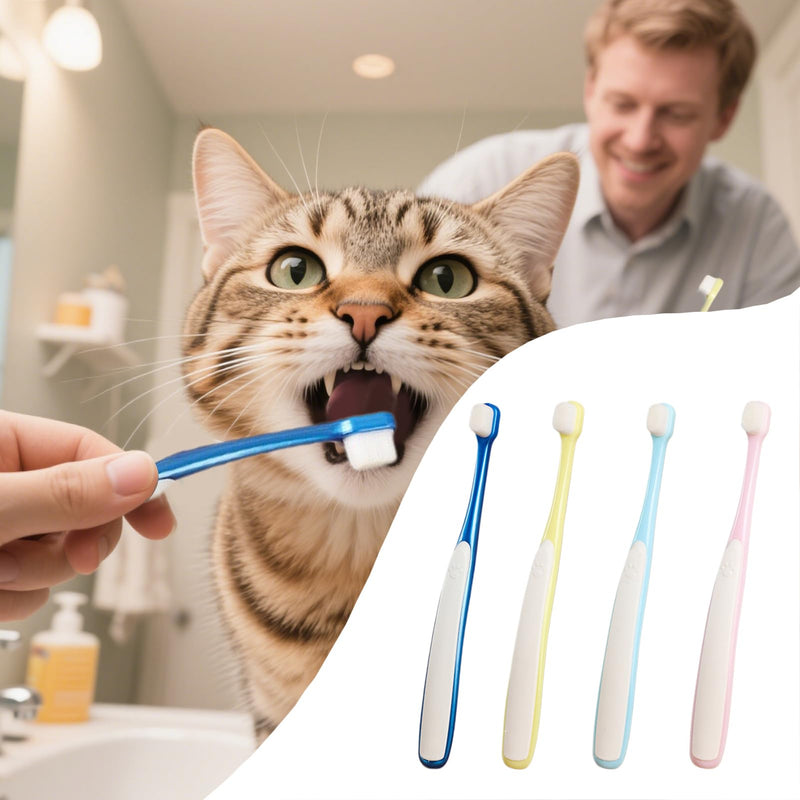 Pet Toothbrush, Small Dog Toothbrush - Wide Head Toothbrush Set, Gum Care Accessories for Cleaning Seniors, Home, Puppy, Daily Travel, Outdoor, Indoor Bathing
